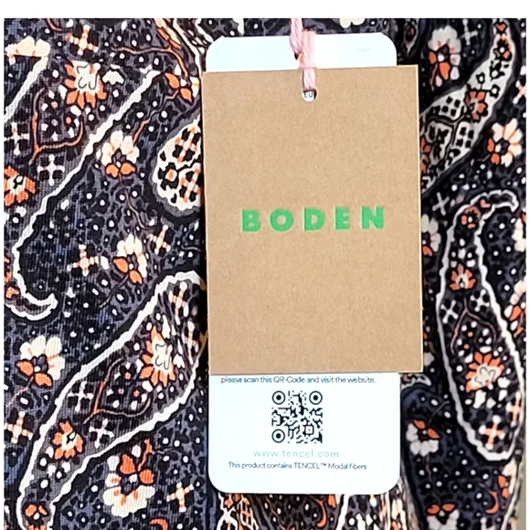 NWT Boden Paisley Fitted Jersey Dress Long Sleeve Sweetheart Neck Size 8R